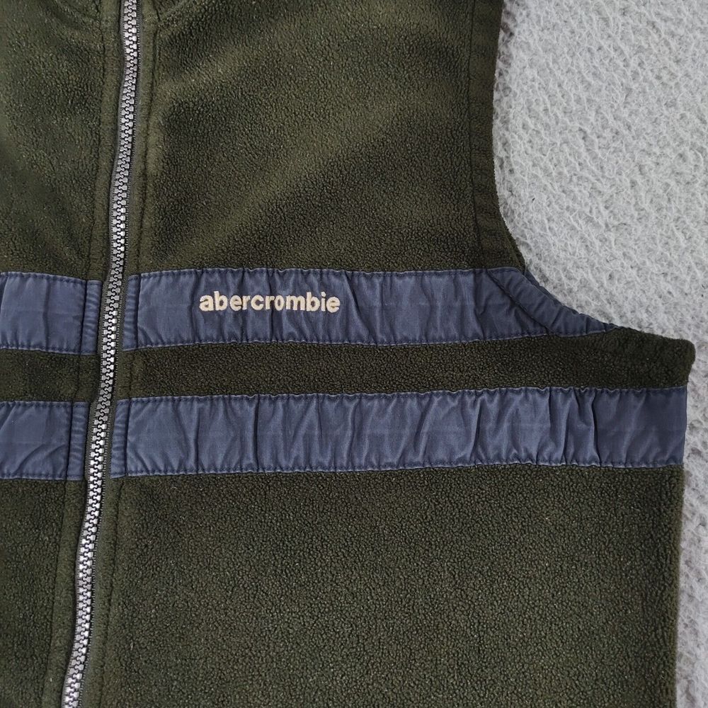 Vtg Abercrombie & Fitch Fleece Vest Mens XL Olive Green Full Zip Spellout - Picture 8 of 16
